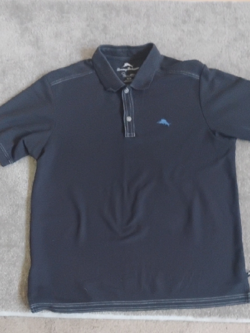 Tommy Bahama Black Supima  Pique Short-Sleeve Polo In Men's Medium.